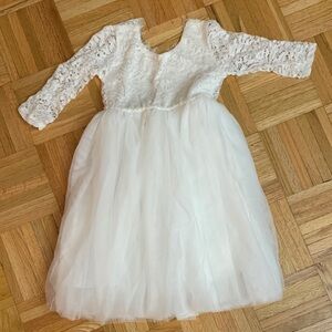 2 Bunnies - WHITE Special Occasion Dress w/ Lace & FLUFFY Tulle Skirting